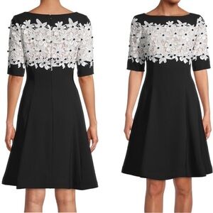 Shani Lace Fit & Flare Crepe A-Line Dress